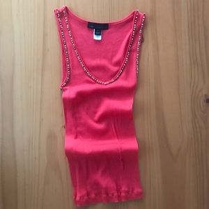 Beaded coral tank top
